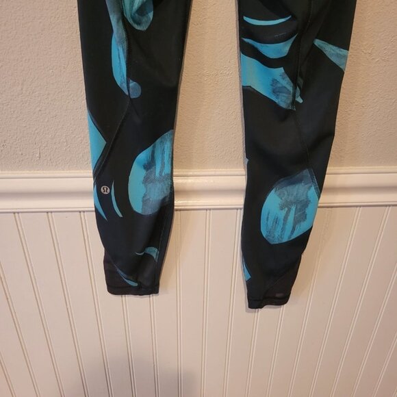 Lululemon Inspire Tight *Full-On Luxtreme (Mesh) Peacock Blue Black W5G70S Sz 4 - Picture 8 of 14